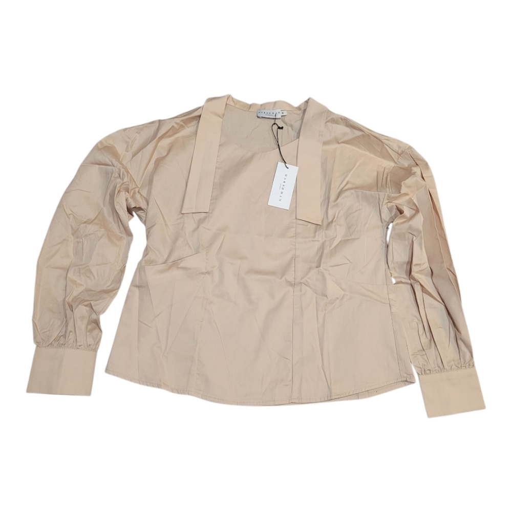 Harshman Salton Blouse Beige 100% Cotton Size Medium NWT $198‎